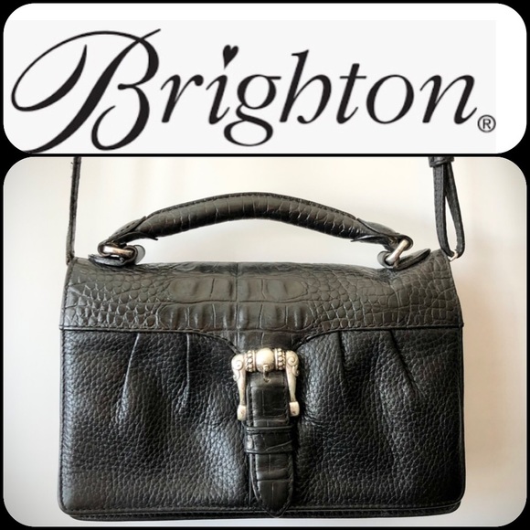 Vintage Brighton Black Leather Purse/Crossbody - Picture 1 of 11